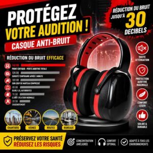 Casque anti bruit professionnel réduction sonore 30 dB pour chantier et industrie