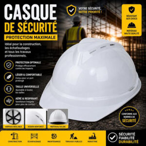 Casque de sécurité chantier blanc anti-choc taille universelle
