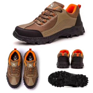 Chaussure de sécurité Ekinio K2 marron et orange avec semelle antidérapante