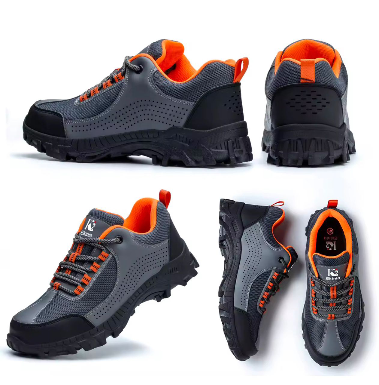 Chaussure de sécurité Ekinio K2 gris et orange antidérapante