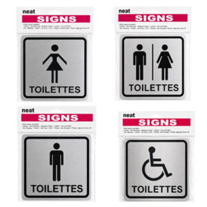 Plaques de signalisation toilettes aluminium 14 x 14 cm modèles homme femme mixte et handicapé