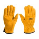 Gants de travail en cuir INGCO pour construction, soudure et manutention