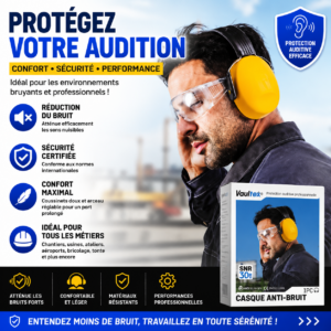 Vaultex casque antibruit professionnel SNR 30 dB pour chantier et industrie