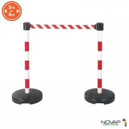 Kit 2 poteaux de signalisation PVC à sangle rouge blanc NOVAP